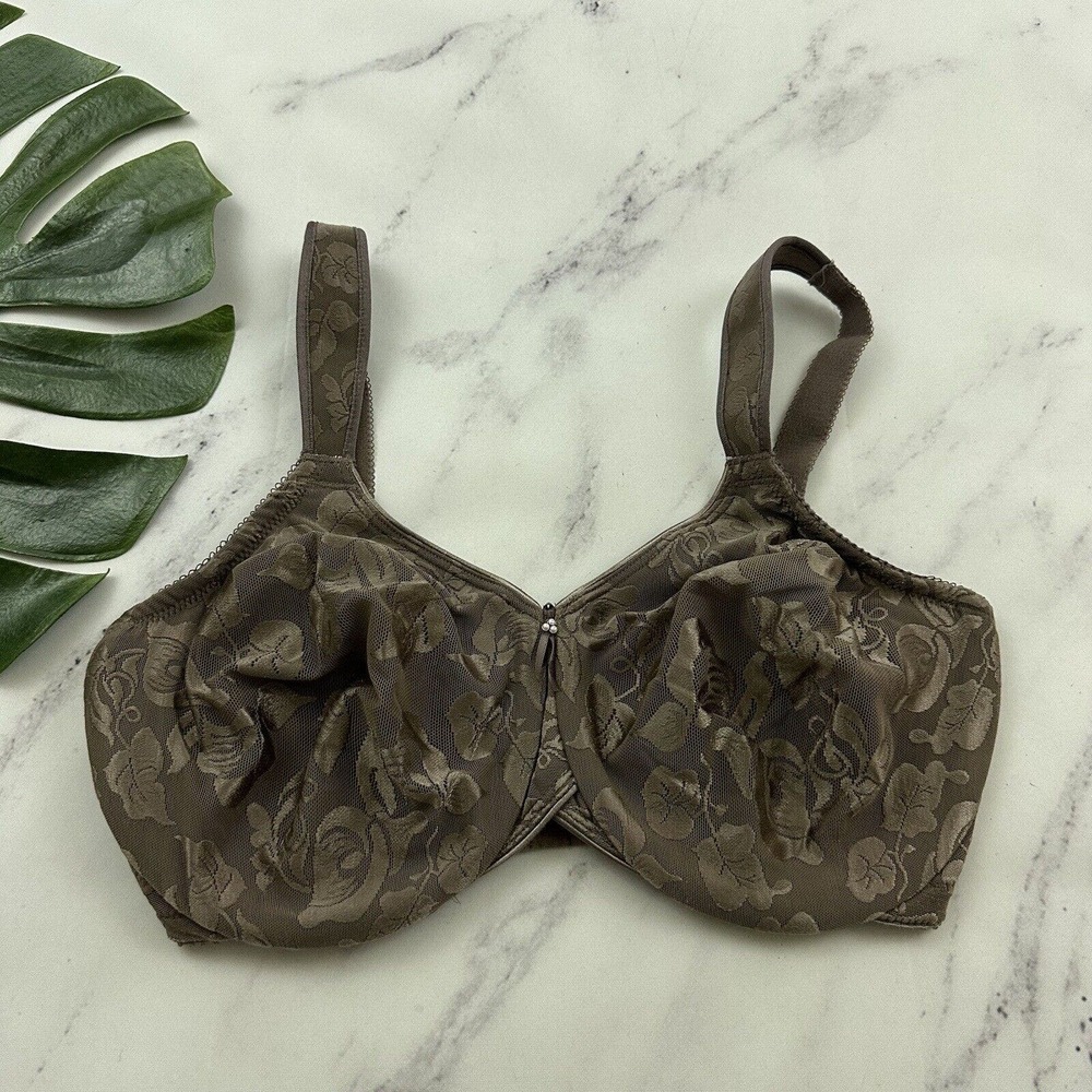 Wacoal Awareness Bra Size 34 DDD Taupe Gray Floral Lace Underwire 85567